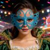 Carnival Half Mask with Powder, Light Blue, One Size view 3