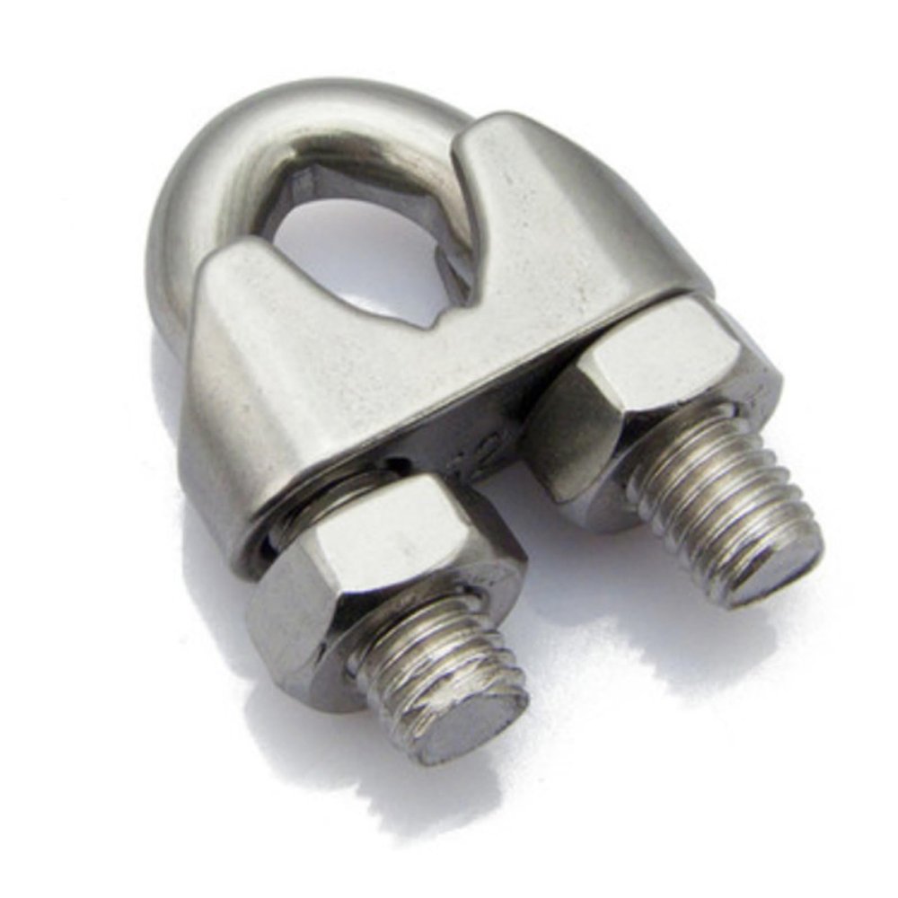Marine-Grade DIN 741 Wire Rope Clamp, 304/316 Stainless Steel, M10, 4-Pack