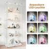 Freestanding Glass Display Cabinet with LED, 5 Tiers, 2 Doors and Lock, White view 3
