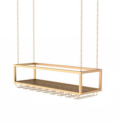Ceiling-Mounted Wine Rack with Hanging Glass Holder