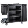 Multifunctional 3-Tier Hotel Service Cart with Fabric Bag, Quiet-Rolling Wheels, Black, 55.1 x 17.7 x 43.7 in view 1