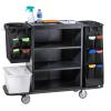 Multifunctional 3-Tier Hotel Service Cart with Fabric Bag, Quiet-Rolling Wheels, Black, 55.1 x 17.7 x 43.7 in view 3