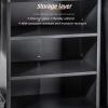 Multifunctional 3-Tier Hotel Service Cart with Fabric Bag, Quiet-Rolling Wheels, Black, 55.1 x 17.7 x 43.7 in view 4