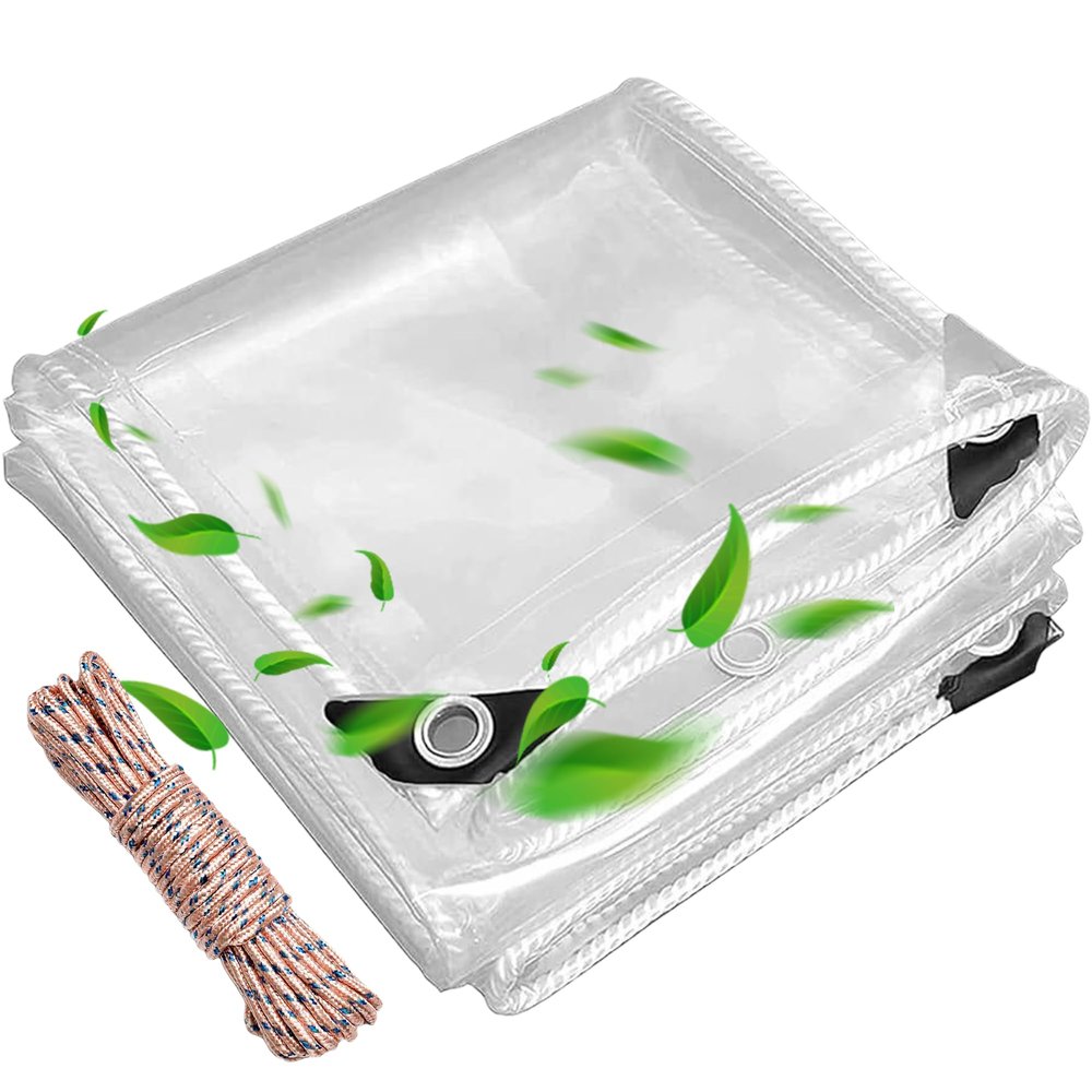Transparent Waterproof PVC Tarp, 190 x 230 cm, UV-Stabilized