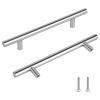 YYTECH 10-Pack Stainless Steel Cabinet Handles, Round T-Bar Pulls, Silver, 12 x 128 x 220 mm view 1