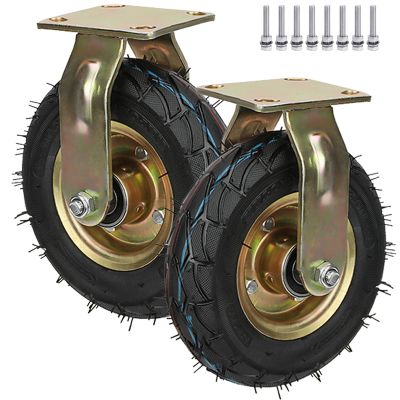 Generic Set of 2 Heavy-Duty Rubber Replacement Casters, Braked Swivel Casters, 8"/10"