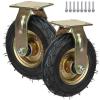 Generic Set of 2 Heavy-Duty Rubber Replacement Casters, Braked Swivel Casters, 8"/10" view 1