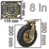 Generic Set of 2 Heavy-Duty Rubber Replacement Casters, Braked Swivel Casters, 8"/10" view 3
