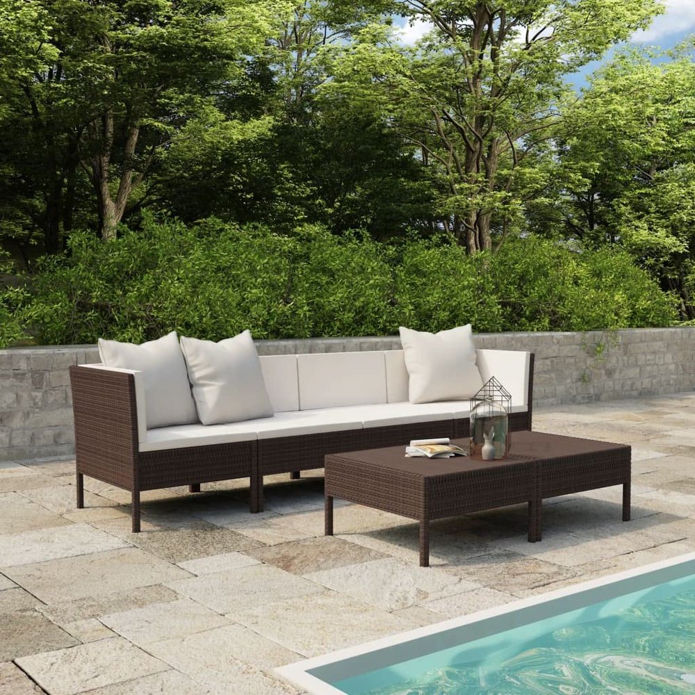 Mokuyary 6-Piece Brown PE Rattan Outdoor Lounge Set with Cushions