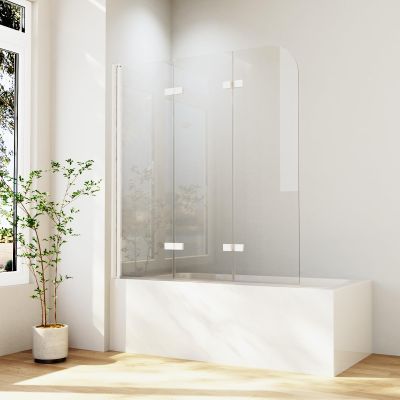3-Panel Folding Bathtub Shower Screen 120 x 140 cm, White