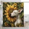 Spring Whippet Dog Shower Curtain Set, Sunflower Leaf Puppy, 157 x 183 cm view 1