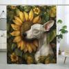 Spring Whippet Dog Shower Curtain Set, Sunflower Leaf Puppy, 157 x 183 cm view 3