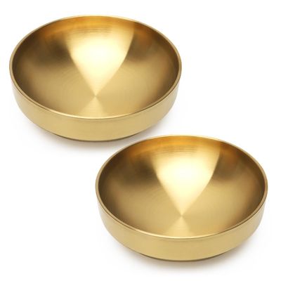 Tutamaz Gold Stainless Steel Salad Bowls, 23 cm, Set of 2