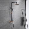 LISHEUK Luxury Shower Set in Rose Gold and Black with Brass Diverter Mixer, Rain Showerhead, Hot and Cold Water Control, Wall-Mounted Bathroom Shower System view 1