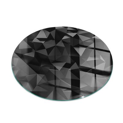 80 cm Tempered Glass Fireplace Stove Floor Plate, Spark- and Scratch-Resistant, 3D Geometric Design