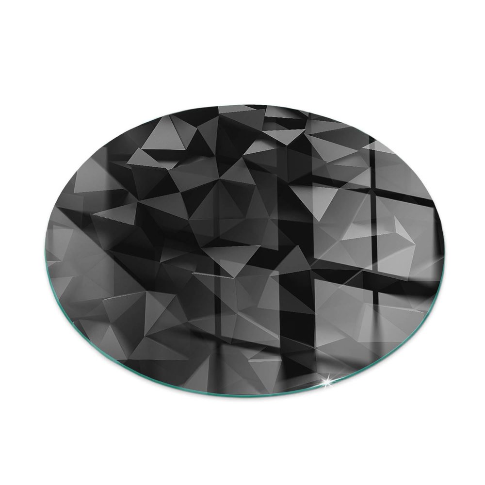 80 cm Tempered Glass Fireplace Stove Floor Plate, Spark- and Scratch-Resistant, 3D Geometric Design