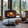 80 cm Tempered Glass Fireplace Stove Floor Plate, Spark- and Scratch-Resistant, 3D Geometric Design view 2