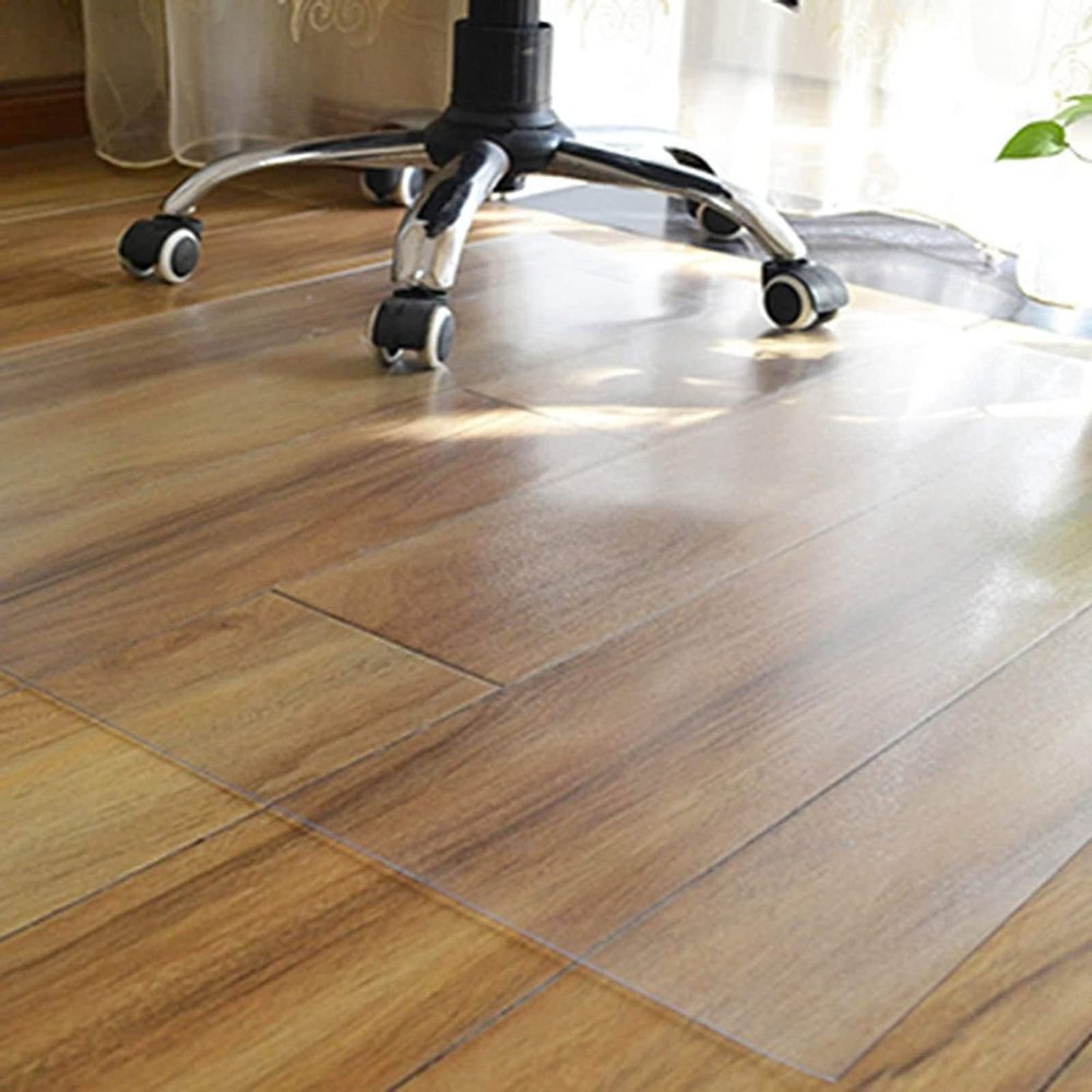 Transparent Vinyl Office Chair Mat for Hard Floors, Large Durable Floor Protector for Low-Pile Carpets (1 m x 5.5 m)