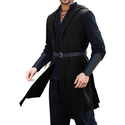 Elegant Sleeveless Cosplay-Style Vest for Festivals and Halloween (Black, XXL)