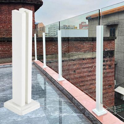 Glass Railing Set for Indoor and Outdoor Use, Adjustable 812 mm Balustrade Posts for Decks, Stairs, Balconies and Pools, 104.9 cm Center Post with Slot