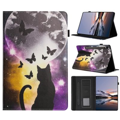 DayQiQiPu PU Leather Wallet Flip Cover for Samsung Galaxy Tab S9 11-inch, Cat Shadow Pattern, Auto Sleep/Wake