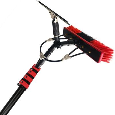 QIYFOZ 20 m Water-Fed Window Cleaning Pole Set, 3-in-1 Aluminum, with Brush and Squeegee, for Solar Panel Cleaning, 6 m Water Supply