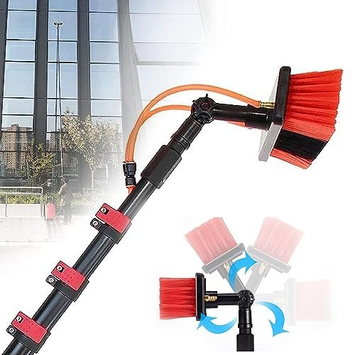 QIYFOZ Telescopic Cleaning Brush with Water-Fed Pole and 20 m Hose