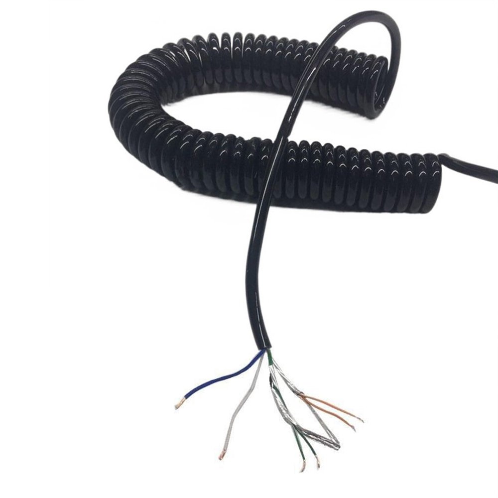 6-Core Shielded Coiled Cable, Twisted Pair, 20 AWG, 6 m Stretch