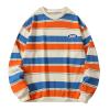 Men's Striped Oversized Crewneck Sweatshirt, Y2K Vintage Pullover view 1