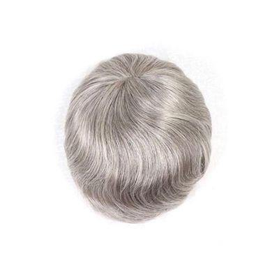 Men’s Human Hair Replacement #580 Gray, Breathable Fine Mono Top with NPU Perimeter