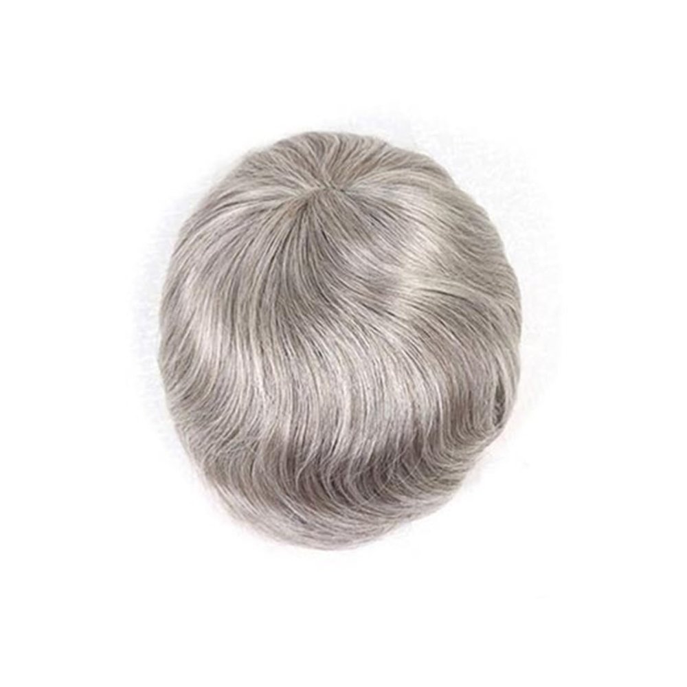 Men’s Human Hair Replacement #580 Gray, Breathable Fine Mono Top with NPU Perimeter