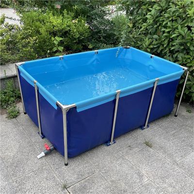 ERSINIAN Durable Waterproof Koi Pond, Blue Above-Ground Pond, Sun-Resistant, Stainless Steel Fittings, Year-Round Use (3 x 1 x 0.6 m)