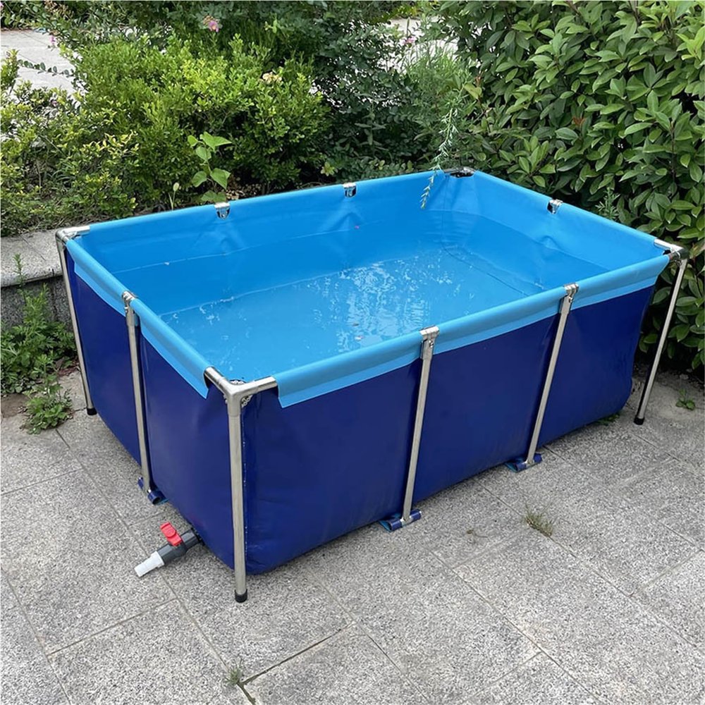 ERSINIAN Durable Waterproof Koi Pond, Blue Above-Ground Pond, Sun-Resistant, Stainless Steel Fittings, Year-Round Use (3 x 1 x 0.6 m)