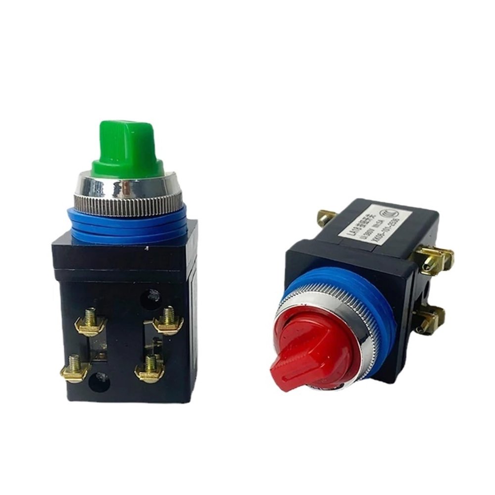 BTLAOUBPX 1-Piece LA18-22X/2 Rotary Knob Switch, 25 mm Mounting, 2/3 Positions, 380 V Gear Selector, LA18-22X/3/2, Rotary Select, Red, 2 Positions