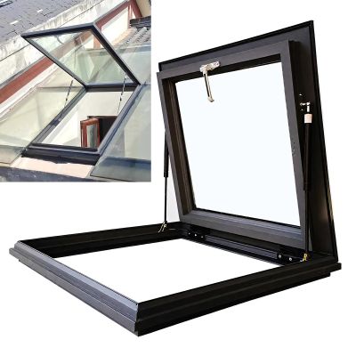Large Double-Layer Roof Hatch with Tempered Glass, 78 x 78 cm