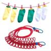 Portable Clothesline with Clips, Retractable Clothes Dryer, Clothesline Stand, Fabric Hanging Line (Red) view 2