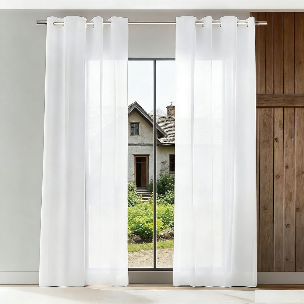 YUANZHI Sheer Voile Curtain 120 x 220 cm, White