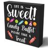 Funny Christmas Wooden Candy Buffet Sign, "Life Is Sweet Candy Buffet Please Take A Treat," Rustic Decor, 12.7 x 12.7 cm view 1