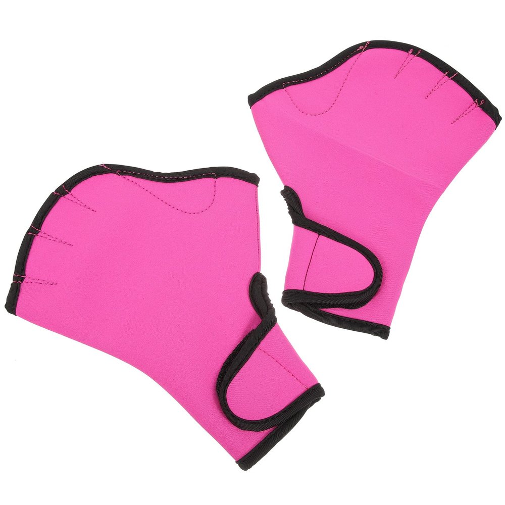 Swimming Gloves, 1 Pair, Nylon, Pink, Adjustable Wrist Strap