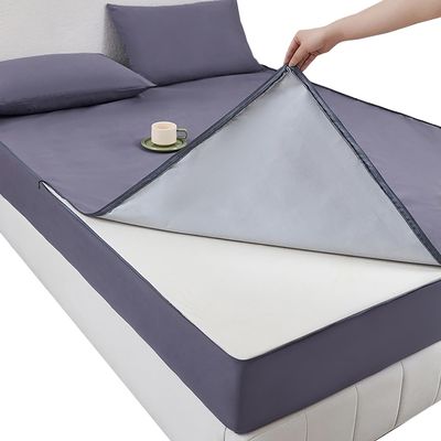 Mattress Protector 180 x 200/120 x 200, Microfiber, Zipper, Fitted Sheet, Waterproof, Purple, 160 x 200 + 15 cm