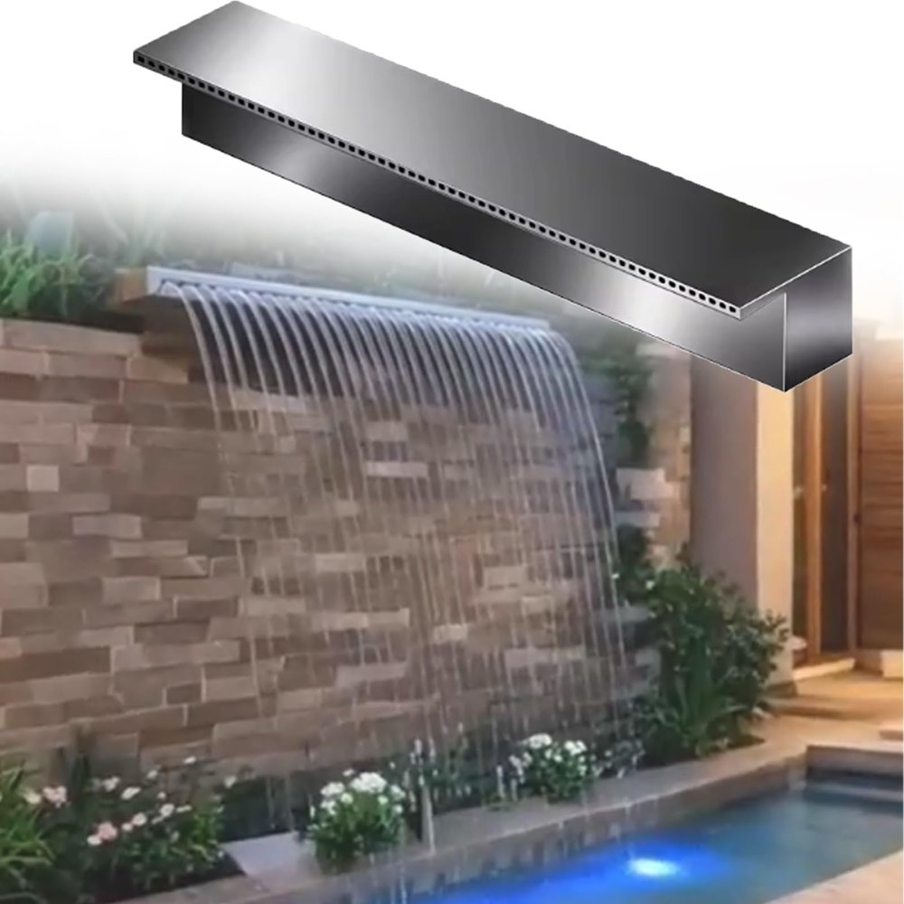 CHZFFD Recessed Waterfall Spillway for Patio Walls, Pool Fountain with Waterfall Function, 176 cm/69.3 in