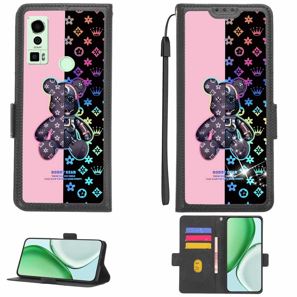 Kinetijy Flip Case for Hisense E50i with 9H HD Screen Protector, RFID Blocking and Refraction Effect