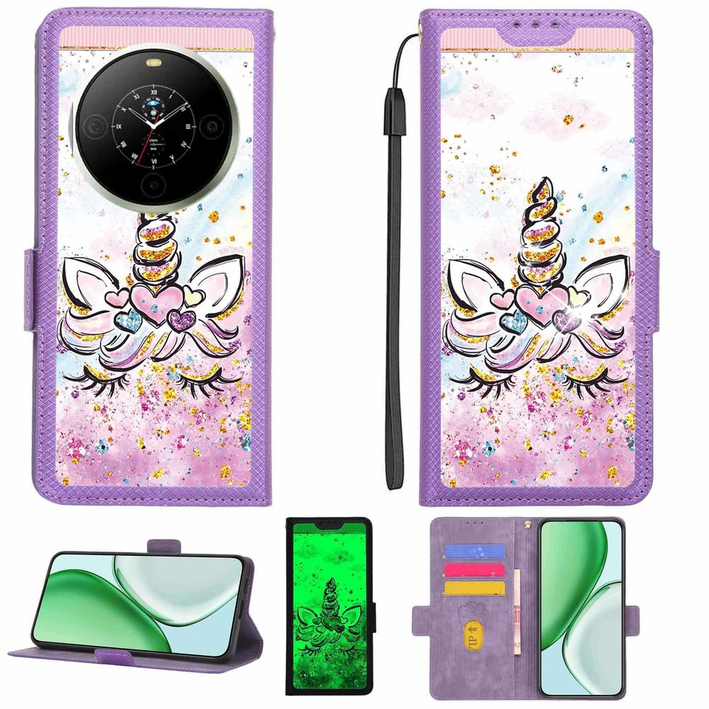 Kinetijy Case for FOSSiBOT S3, Protective Flip Cover with 9H HD Screen Protector, RFID Blocking, Gold Glitter and Glow