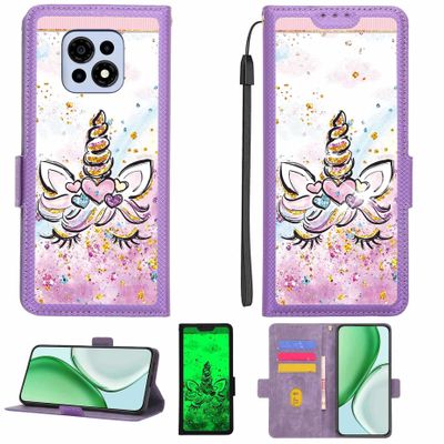 Kinetijy Case for Casper Via M35 with 9H HD Screen Protector, RFID Blocking, Gold Glitter and Glow