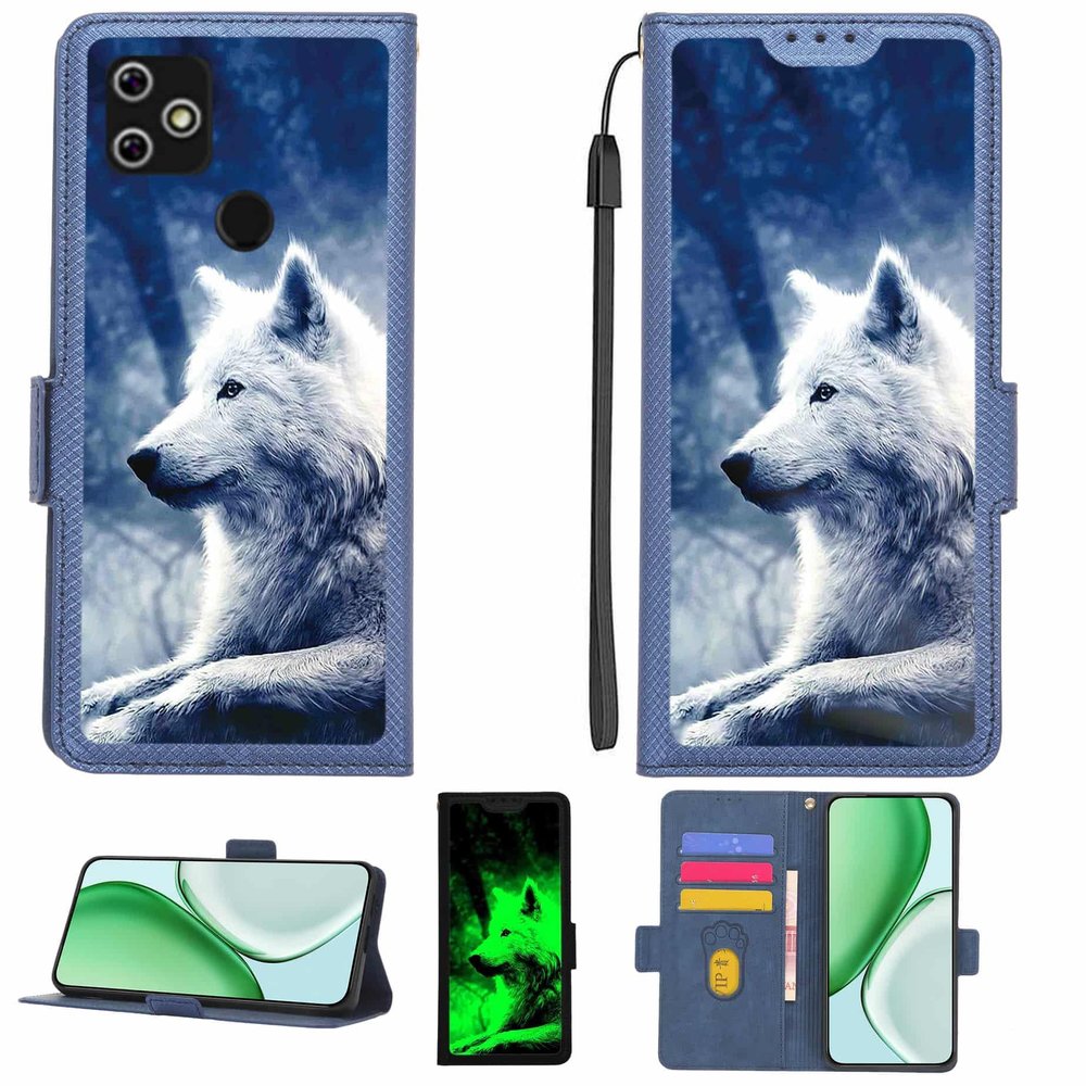 Kinetijy Case Compatible with SparX S9, Flip Phone Case with 9H HD Screen Protector, RFID Blocking and Glow-in-the-Dark Effect