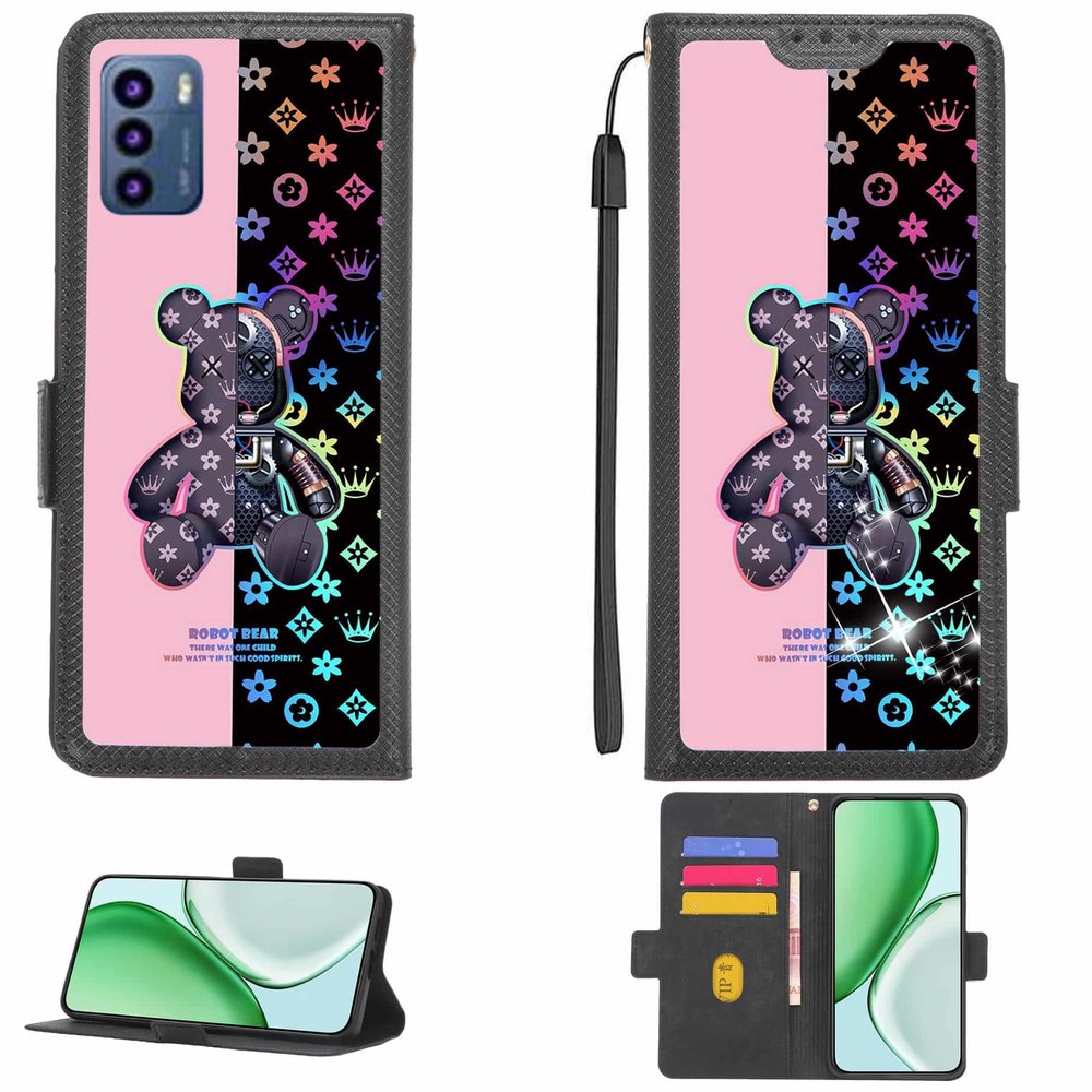 Kinetiy Flip Phone Case Compatible with KRIP K55G, with 9H HD Screen Protector, RFID Blocking and Refraction Effect