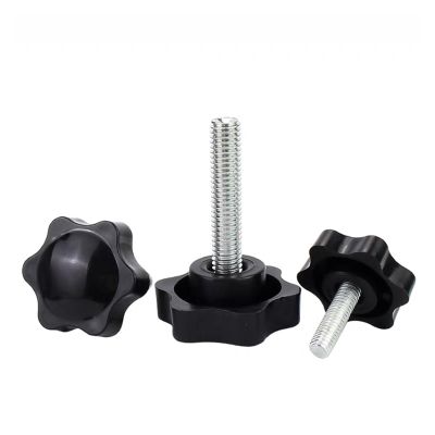 Star-Shaped Clamping Knob with Screw, Bakelite Handle with Locking Screw, Plastic-Steel Threaded Grip for Industrial Equipment (M5 x 40 mm, 5 pcs.)