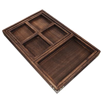 DECHOUS Wooden Serving Tray with Multiple Compartments