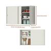 Wall-Mounted Stainless Steel Garage Cabinet with Sliding Door, Adjustable Shelves, 60 x 40 x 14 cm, Durable Silver Finish view 2