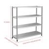 Sturdy Adjustable 4-Tier Steel Shelving Unit for Garage, Storage Room, Pantry, and Office, Silver, 120 x 50 x 155 cm view 3